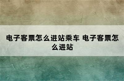 电子客票怎么进站乘车 电子客票怎么进站